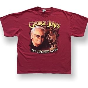 Y2K X-Large Burgundy George Jones “The Legend Lives” Tour Graphic Tee